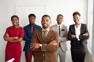 team of young african people in the office