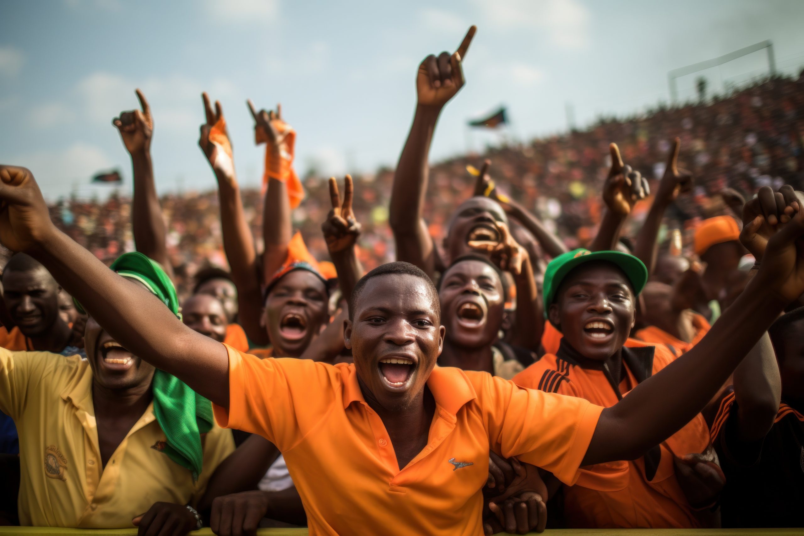 Crowd of people cheering at Côte d'Ivoire