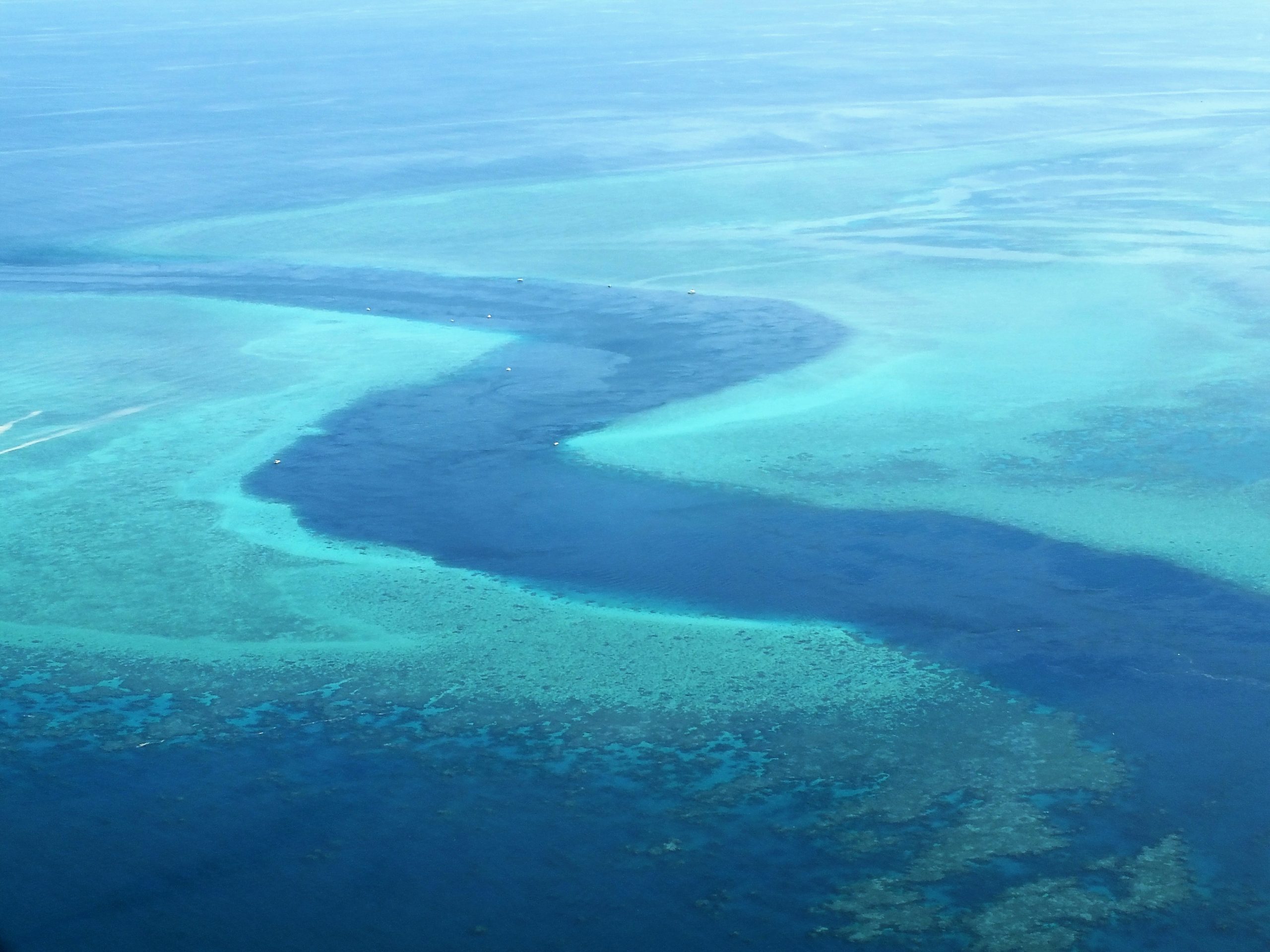Spot de plongée de la "passe en S" vu du ciel (Mayotte)